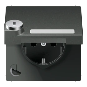 SCHUKO® socket, Safety Plus, with inscription field, with safety lock, thermoplastic lacquered, anthracite
