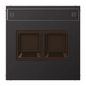 Afdekking (klikbevestiging) voor modular jack, 2-voudig, EMT, AMP, MTRJ, Dark