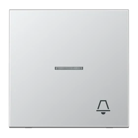 Schakelwip 1-voudig, symbool "bel", met lens, Aluminium