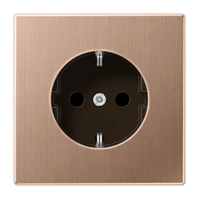 SCHUKO® socket, screw terminals, Safety Plus, brushed bronze