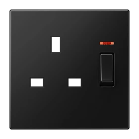 Centre plate for socket insert BS 2171 KO EINS and 3171 KO EINS, with pilot light, thermoplastic lacquered, matt graphite black 