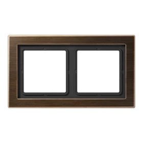 Frame 2-gang, suitable for British Standard installations (supporting frame 80 x 80), antique brass