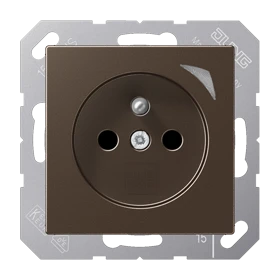 JUNG HOME socket, French/Belgian system, Safety Plus, mocha