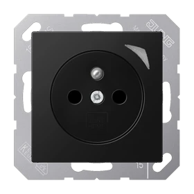 JUNG HOME socket, French/Belgian system, Safety Plus, matt graphite black 
