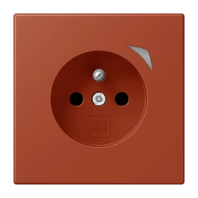 Prise JUNG HOME, système français et belge, Safety Plus, l'ocre rouge