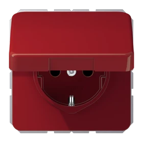 SCHUKO® socket, Safety Plus, thermoplastic, red