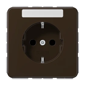 SCHUKO®-Steckdose, mit Schriftfeld, Thermoplast, braun