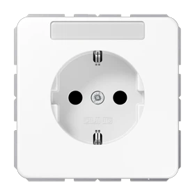 SCHUKO®-Steckdose, mit Schriftfeld, Thermoplast, alpinweiß