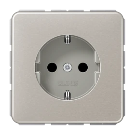 Wandcontactdoos met randaarde, geanodiseerd aluminium, platina