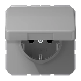 SCHUKO® socket, screw terminals, thermoplastic, grey