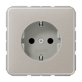 SCHUKO® socket, screw terminals, Safety Plus, anodized aluminium, platinum