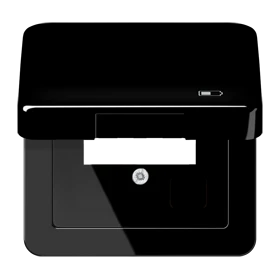 Hinged lid, including centre plate, symbol "charger", black
