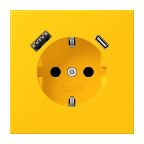 SCHUKO® socket with USB charger, Safety Plus, thermoplastic lacquered, le jaune vif