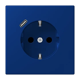 Enchufe SCHUKO® con cargador USB (JUNG Quick Charge®), Safety Plus, termoplástico lacado, bleu outremer foncé