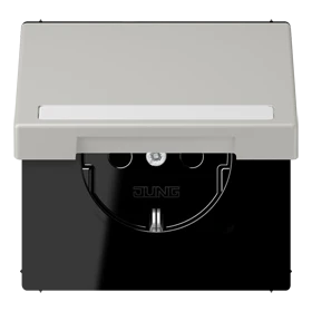 SCHUKO® socket, Safety Plus, with inscription field, thermoplastic lacquered, gris clair 31