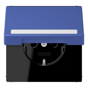 SCHUKO® socket, Safety Plus, with inscription field, thermoplastic lacquered, bleu outremer 31
