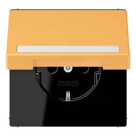 SCHUKO® socket, Safety Plus, with inscription field, thermoplastic lacquered, ocre jaune clair