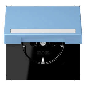 SCHUKO® socket, Safety Plus, with inscription field, thermoplastic lacquered, bleu céruléen 59