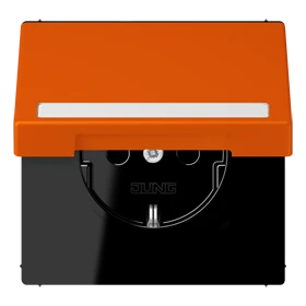 SCHUKO® socket, Safety Plus, with inscription field, thermoplastic lacquered, orange vif