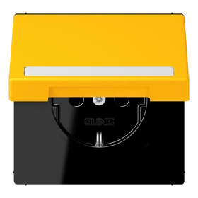 SCHUKO® socket, Safety Plus, with inscription field, thermoplastic lacquered, le jaune vif