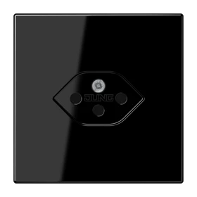 Einfach-Steckdose, Schweizer Norm, Typ 13, Duroplast, schwarz