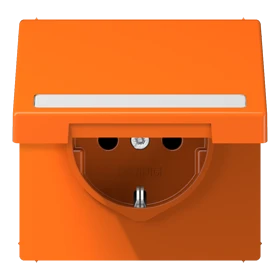 SCHUKO® socket, Safety Plus, with inscription field, thermoplastic, orange