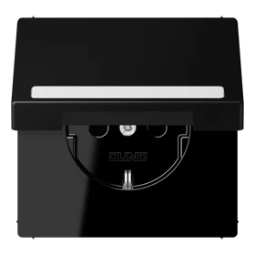 SCHUKO® socket, Safety Plus, with inscription field, thermoplastic lacquered, matt graphite black 