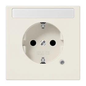 SCHUKO® socket, Safety Plus, with inscription field, duroplastic, ivory
