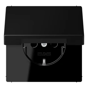 SCHUKO® socket, screw terminals, Safety Plus, duroplastic lacquered, matt graphite black 