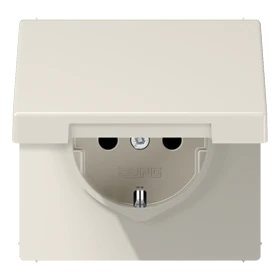 SCHUKO® socket, screw terminals, duroplastic, ivory
