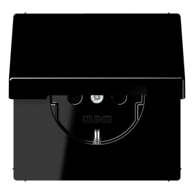 SCHUKO® socket, screw terminals, duroplastic, black