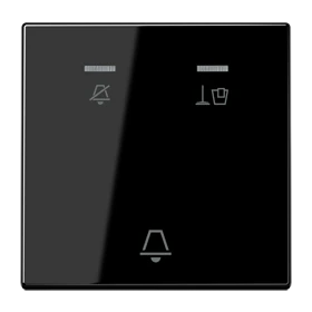 Hotel rocker, corridor unit 1-gang, symbols "Do not disturb", "Make up room" and "bell", with lens, black