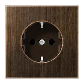 SCHUKO® socket, screw terminals, Safety Plus, antique brass