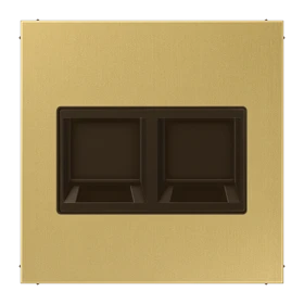 Afdekking (klikbevestiging) voor modular jack, 2-voudig, EMT, AMP, MTRJ, Messing klassiek