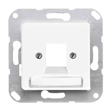Centre plate (screw fixing) for modular jack sockets, 1-gang, EMT, AMP, MTRJ, white