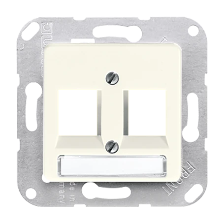 Afdekking (schroefbevestiging) voor modular jack, 2-voudig, EMT, AMP, MTRJ, wit