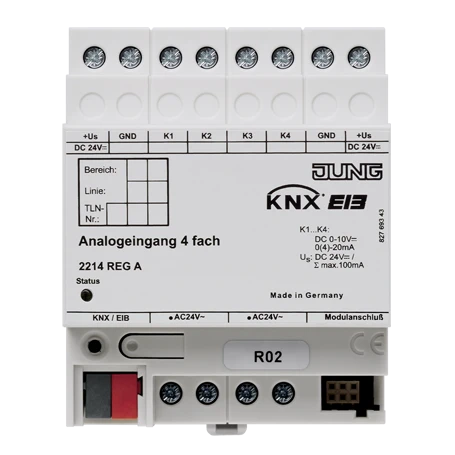 Entrada analógica KNX 4gang, calha DIN, 4 módulos
