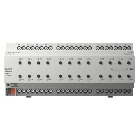 KNX Schaltaktor 24fach, 16 A / 140 µF, REG, 12 TE, Secure