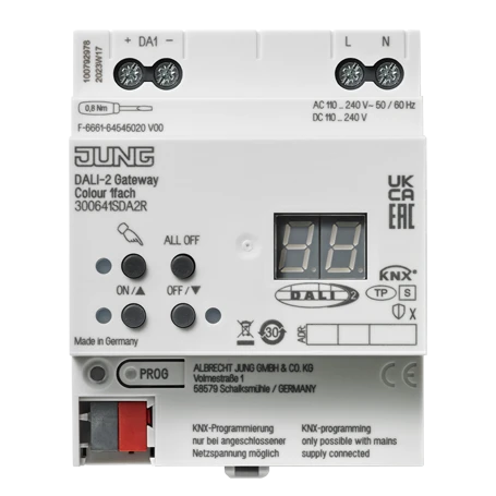 KNX DALI-2 gateway Colour 1-gang, rail mounting device, 4 rail units, Secure