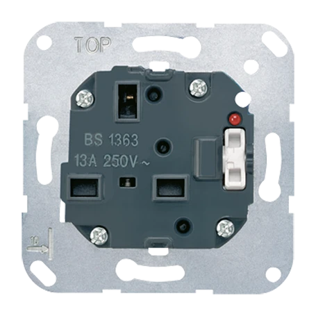 AbschaltbarereSteckdoseneinsatz, British Standard 1363, with indicator light, for wall boxes 60 mm