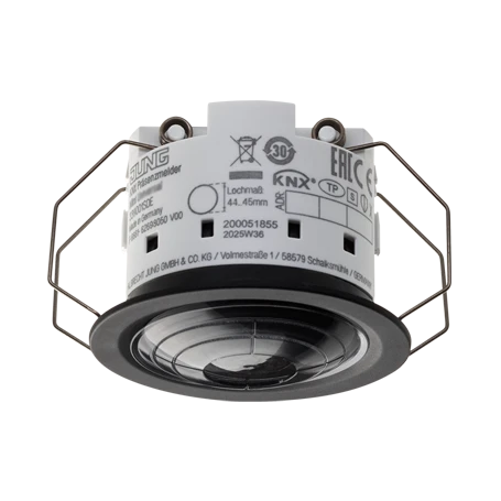 KNX presence detector mini with temperature measurement, Standard, Secure, IP 44, 3.00 m, black