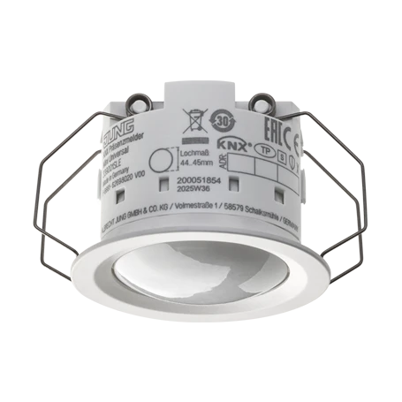 KNX presence detector mini with measurement of temperature and humidity, Universal, Secure, IP 44, 3.00 m, white