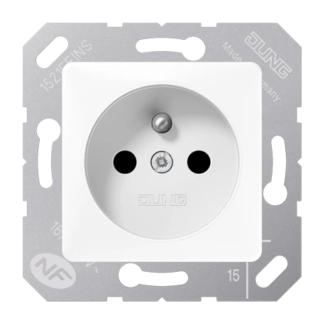 Socket, French/Belgian system, Safety Plus, thermoplastic, white