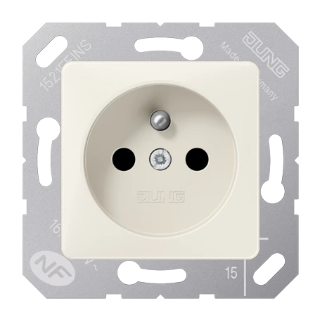 Socket, French/Belgian system, screw terminals, Safety Plus, thermoplastic, ivory