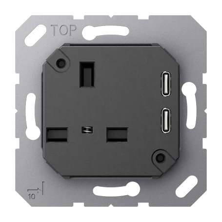 Socket insert, British Standard, type G, with USB charger