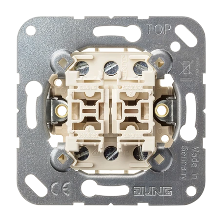 Multipulsdrukker 2-voudig (basiselement), Dubbel-impulsdrukker met 2 x 2 maakcontacten (potentiaalvrij) en nulstand, 10 A 250 V ~