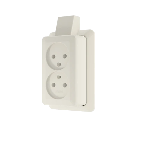 2-voudige wandcontactdoos zonder beschermingscontact, set, wit