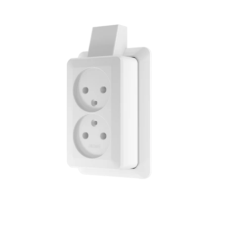 2-voudige wandcontactdoos zonder beschermingscontact, set, alpine wit