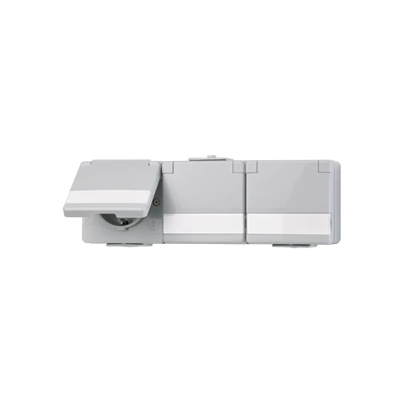 3-gang SCHUKO® socket, screw terminals, with inscription field