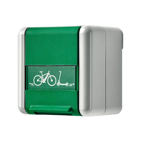 Wandcontactdoos met randaarde, mete-bike laadsymbool, met tekstvenstergroen